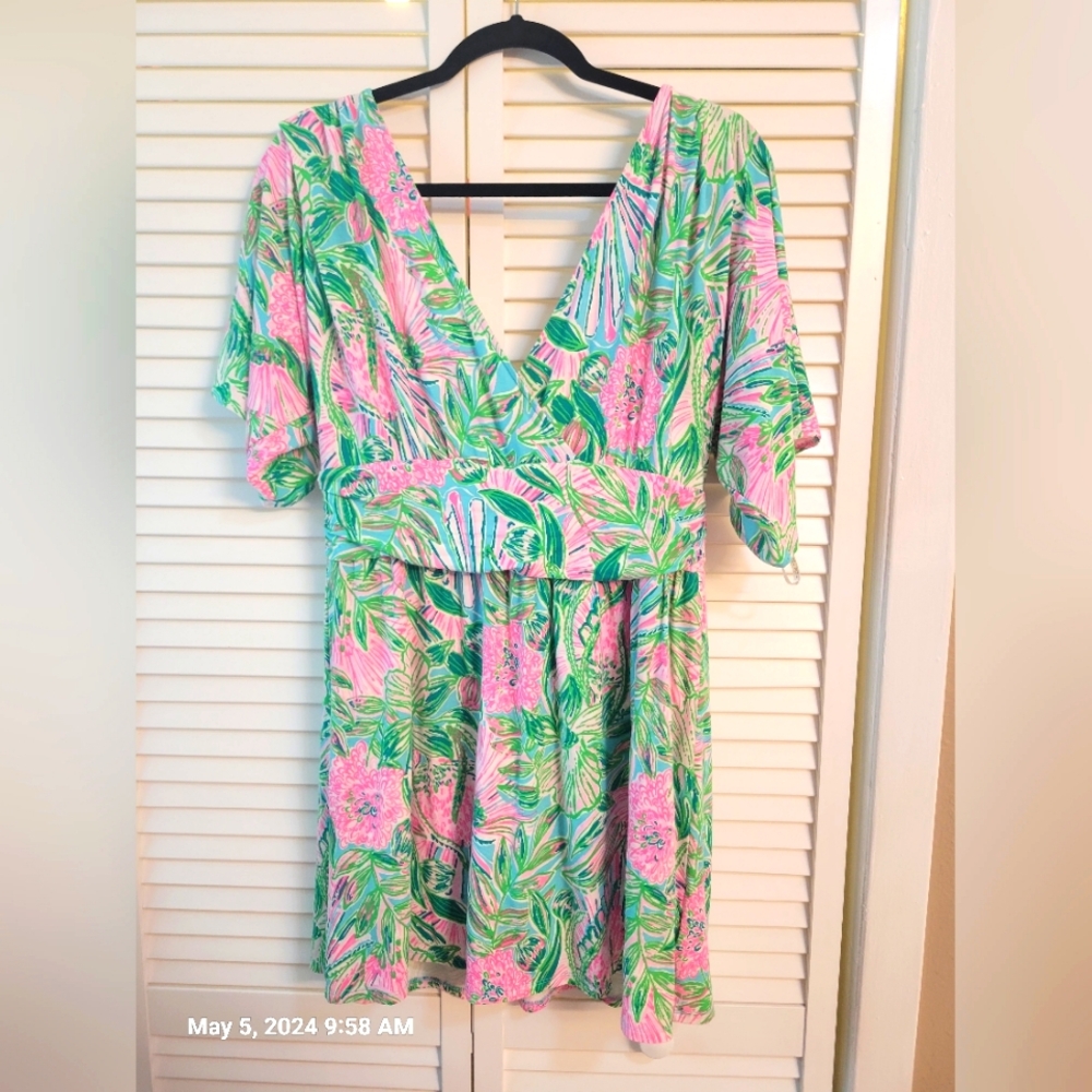 Lilly Pulitzer Parigi Skort Romper Women's - Blue Horizon Coming in Hot - Size L